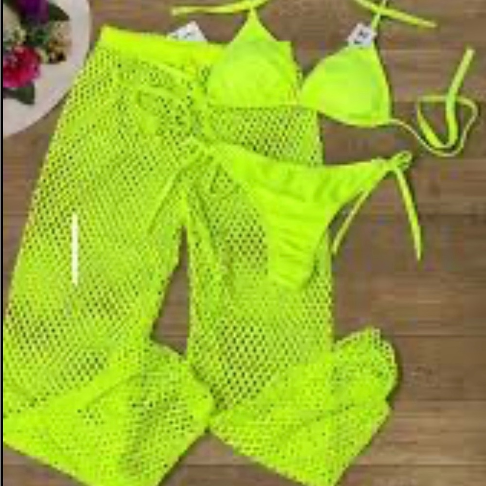 Neon Yellow Mesh Pants Large NEW